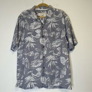 Tommy Bahama Men’s Gray Silk Hawaiian Shirt Size‎ Large